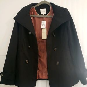 Black Double Breast Peacoat